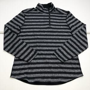 Lululemon Men's Striped Studio 1/2 Zip Black Gray Long sleeve Large